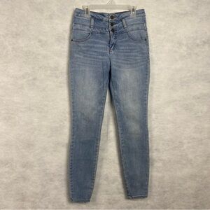 Rewind Skinny Jeans Women’s Sz 0 Blue Light Wash Button Zip